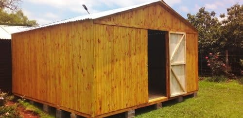 Wooden shed with open door